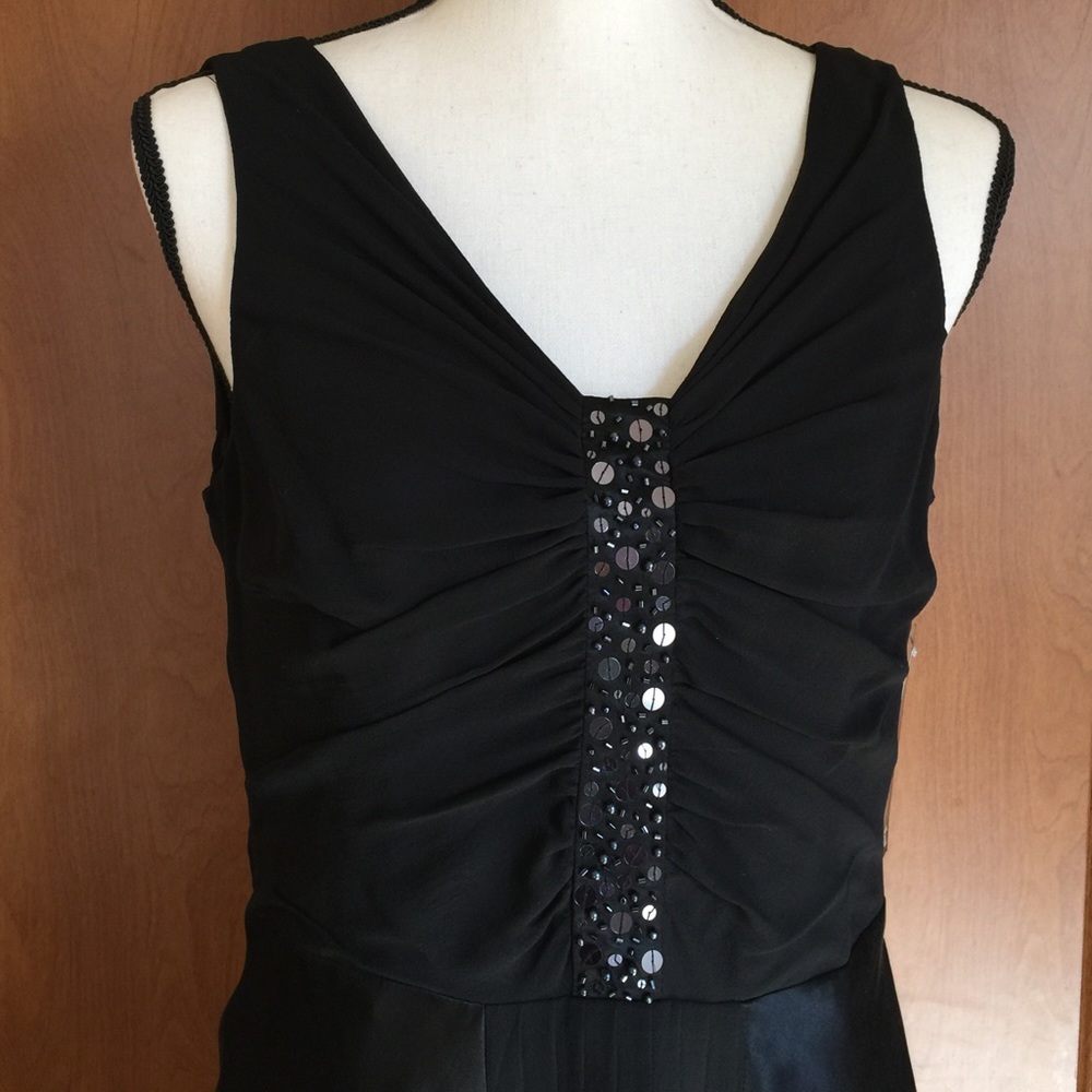 Adrianna Papell Silk Black Dress Sz 10 NWT